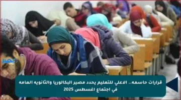 قرارات حاسمة.. الأعلى للتعليم يحدد مصير البكالوريا والثانوية العامة في اجتماع أغسطس 2025